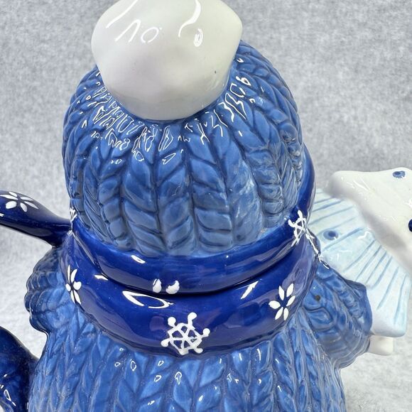 Homespun Holiday Collection Blue Snowman Four Cup Teapot Christmas Holidays - Picture 6 of 14
